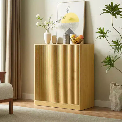 Wave-Shaped Sideboard Cabinet, Modern Curved Design, Double-Door Storage, for Kitchen/Bedroom/Living Room