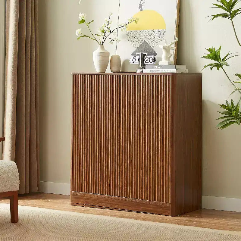 Wave-Shaped Sideboard Cabinet, Modern Curved Design, Double-Door Storage, for Kitchen/Bedroom/Living Room