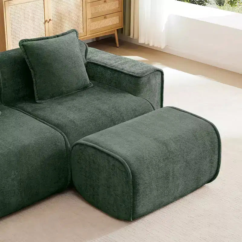 MAYEERTY Velvet Ottoman Compressed Footstool, Plush Upholstered Footrest for Living Room Bedroom Sofa