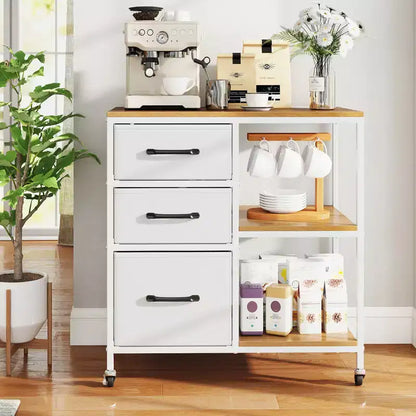 Costway 3 Drawer Mobile File Cabinet w/Charging Station Open Storage Shelves for Home