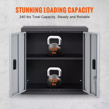 VIYET 26 Foldable Metal Wall Cabinet - Black, Adjustable Shelf, Magnetic Door, 240LBS Load