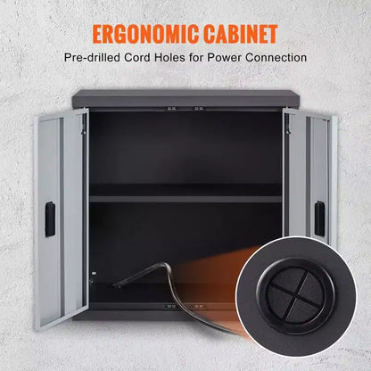 VIYET 26 Foldable Metal Wall Cabinet - Black, Adjustable Shelf, Magnetic Door, 240LBS Load