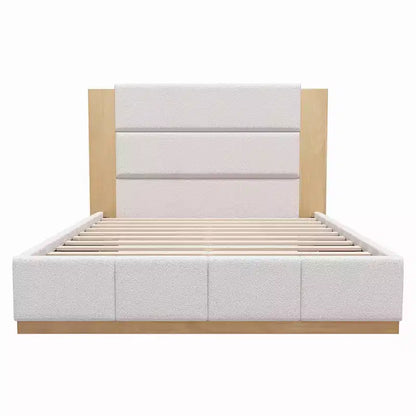 GDFStudio Donna Queen/King Size Upholstered Platform Bed Frame with Extended Wood Headboard