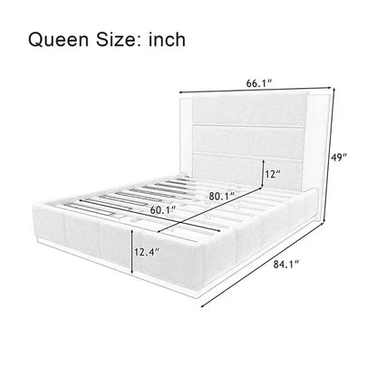 GDFStudio Donna Queen/King Size Upholstered Platform Bed Frame with Extended Wood Headboard