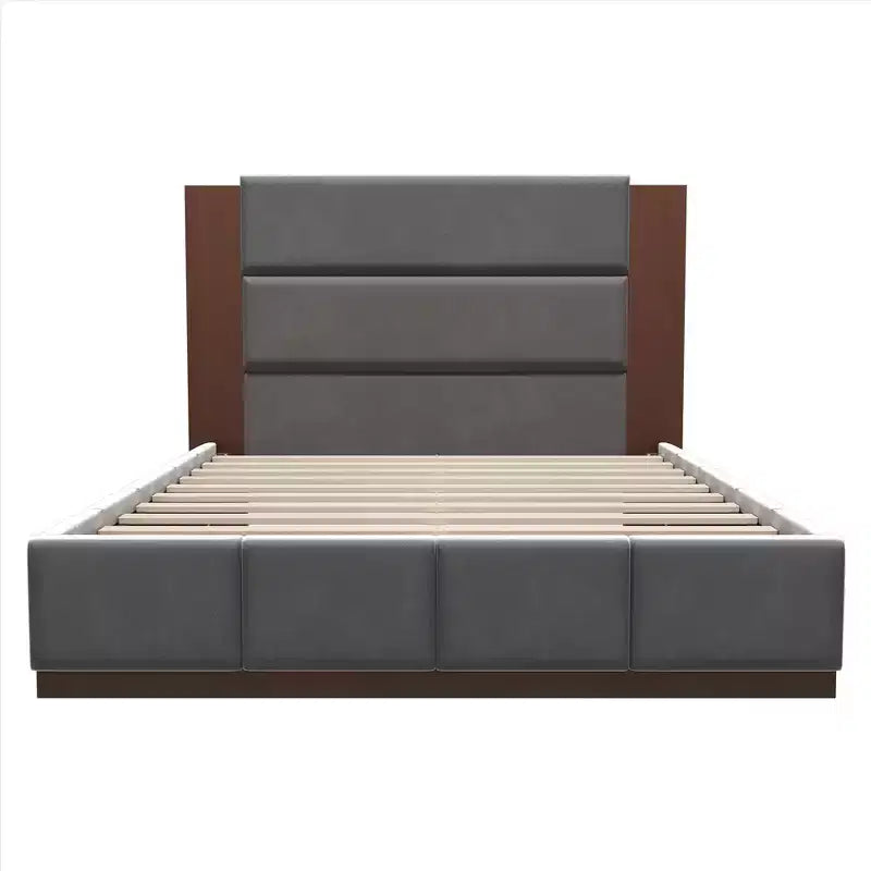GDFStudio Donna Queen/King Size Upholstered Platform Bed Frame with Extended Wood Headboard