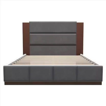 GDFStudio Donna Queen/King Size Upholstered Platform Bed Frame with Extended Wood Headboard