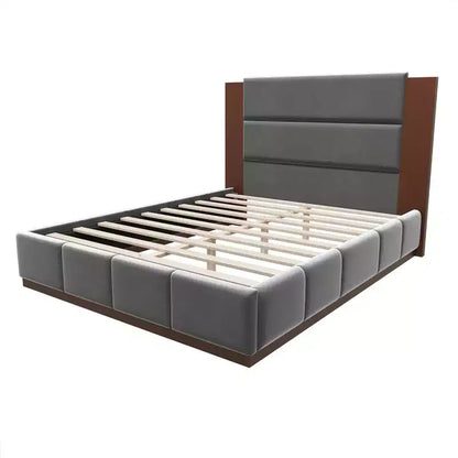 GDFStudio Donna Queen/King Size Upholstered Platform Bed Frame with Extended Wood Headboard