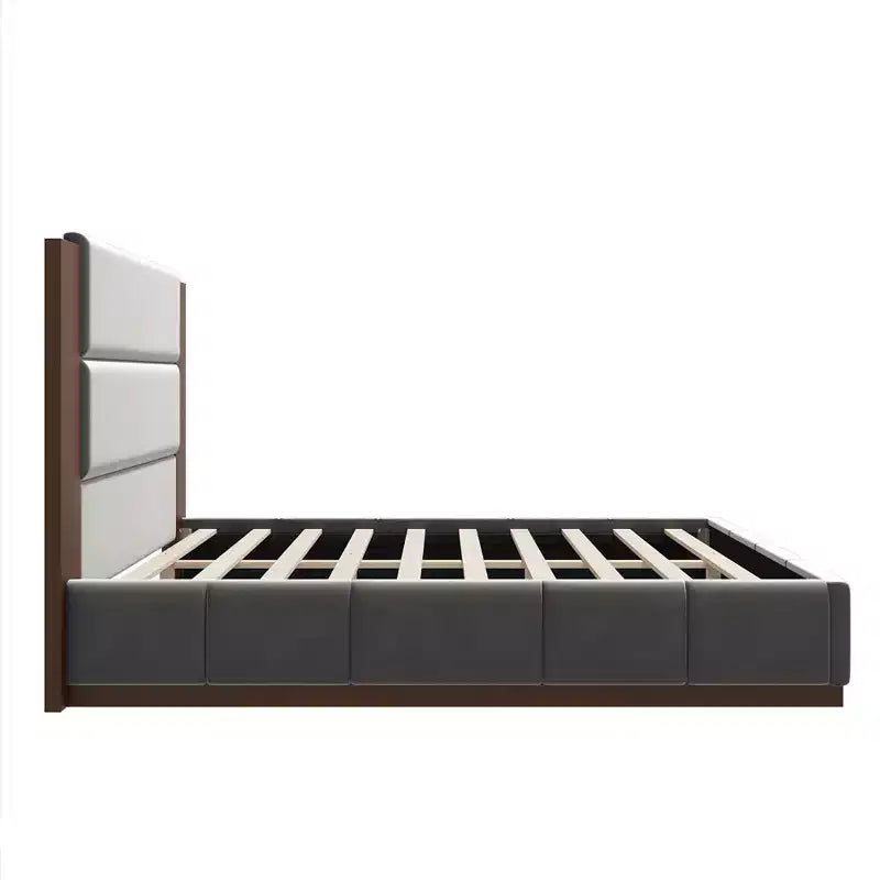 GDFStudio Donna Queen/King Size Upholstered Platform Bed Frame with Extended Wood Headboard