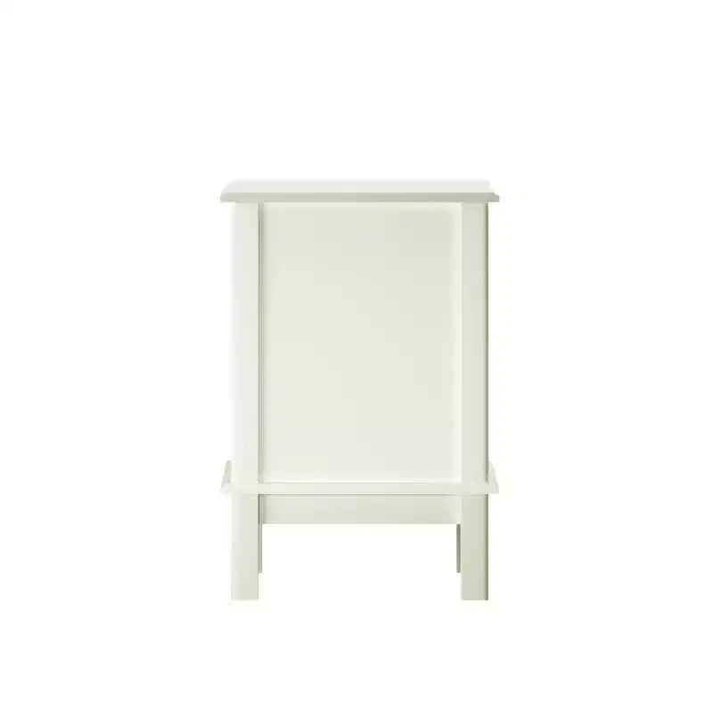 Comodino Moderno con 2 Cassetti, Tavolino da Notte Bianco Crema con Maniglie Dorate, Tavolino d'Appoggio Compatto in Legno per Piccoli Spazi