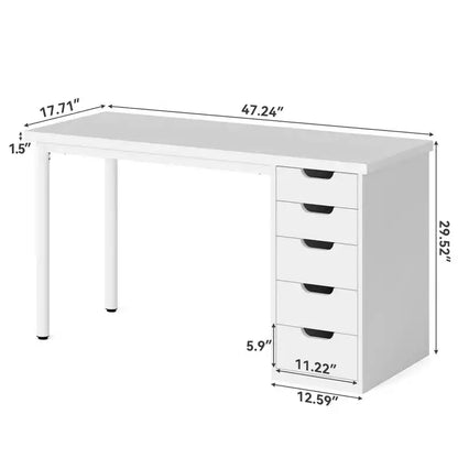 GDFStudio Elinor Classic 47 Computer Desk with 5 Drawers