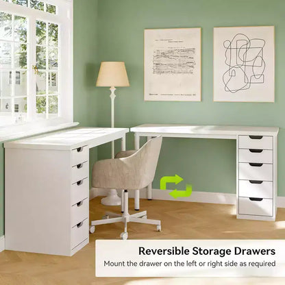 GDFStudio Elinor Classic 47 Computer Desk with 5 Drawers