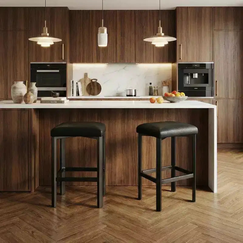 24 Counter Height Bar Stools Set of 2 or 4, PU Leather Bar Counter Stool with 2 Thick Upholstery, Modern Heavy Duty Metal Frame Base