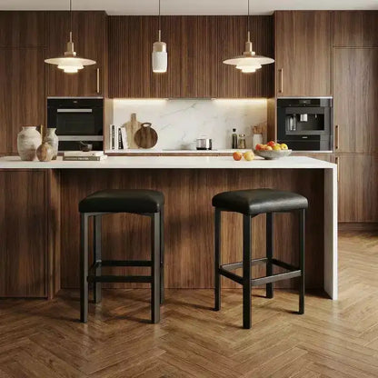 24 Counter Height Bar Stools Set of 2 or 4, PU Leather Bar Counter Stool with 2 Thick Upholstery, Modern Heavy Duty Metal Frame Base