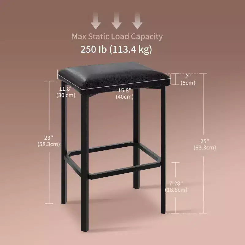 24 Counter Height Bar Stools Set of 2 or 4, PU Leather Bar Counter Stool with 2 Thick Upholstery, Modern Heavy Duty Metal Frame Base