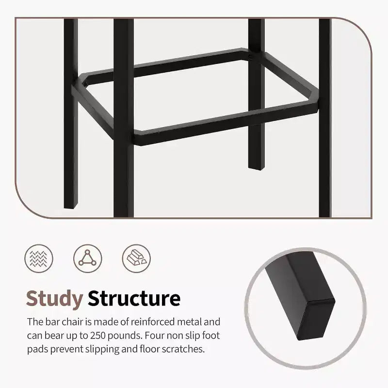 24 Counter Height Bar Stools Set of 2 or 4, PU Leather Bar Counter Stool with 2 Thick Upholstery, Modern Heavy Duty Metal Frame Base