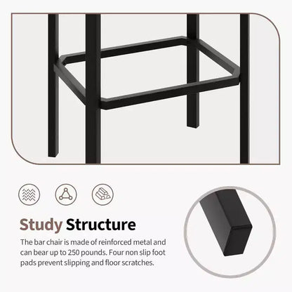 24 Counter Height Bar Stools Set of 2 or 4, PU Leather Bar Counter Stool with 2 Thick Upholstery, Modern Heavy Duty Metal Frame Base