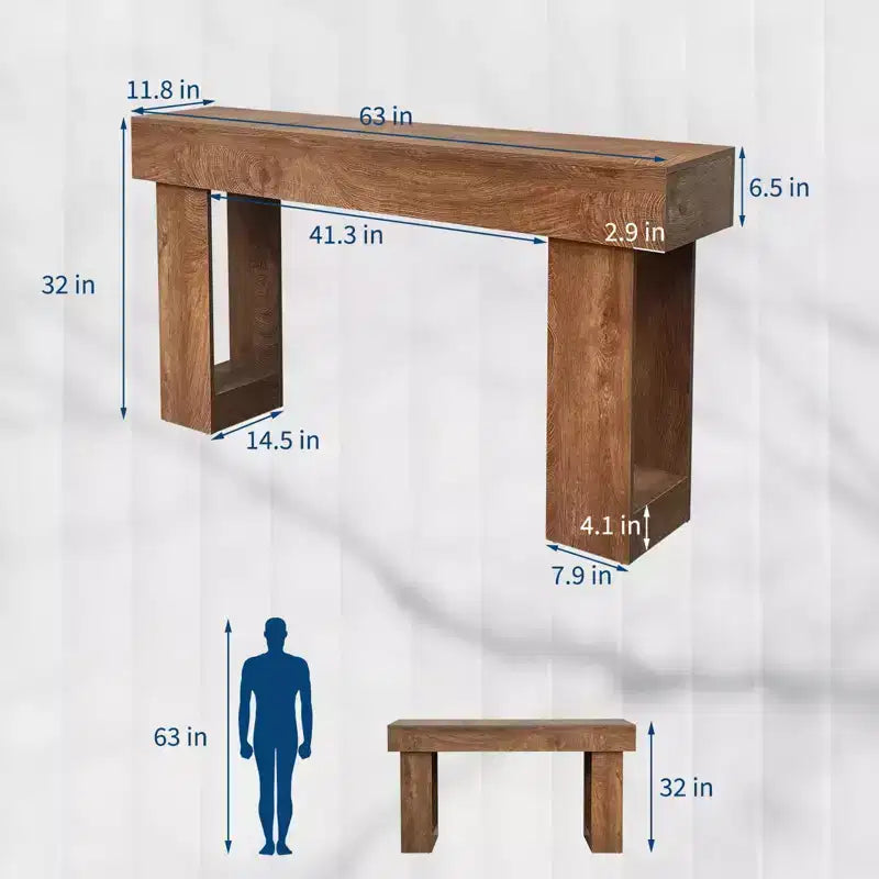 Coolmee Tavolo Consolle Lungo da 160 cm per Ingresso, Tavolo Rettangolare in Legno Dietro il Divano, Tavoli da Ingresso in Stile Rustico per Ingresso, Corridoio