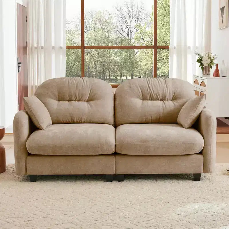 MAYEERTY Loveseat Cloud Sectional Sofa with Tufted Cushion Backrest Design Armrests for Living Room Camel