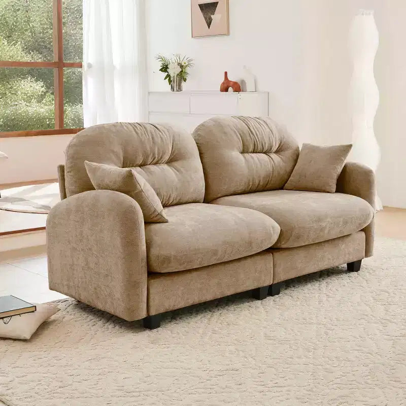 MAYEERTY Loveseat Cloud Sectional Sofa with Tufted Cushion Backrest Design Armrests for Living Room Camel
