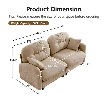 MAYEERTY Loveseat Cloud Sectional Sofa with Tufted Cushion Backrest Design Armrests for Living Room Camel