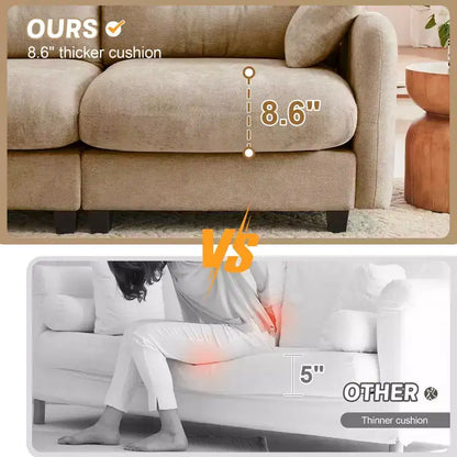 MAYEERTY Loveseat Cloud Sectional Sofa with Tufted Cushion Backrest Design Armrests for Living Room Camel