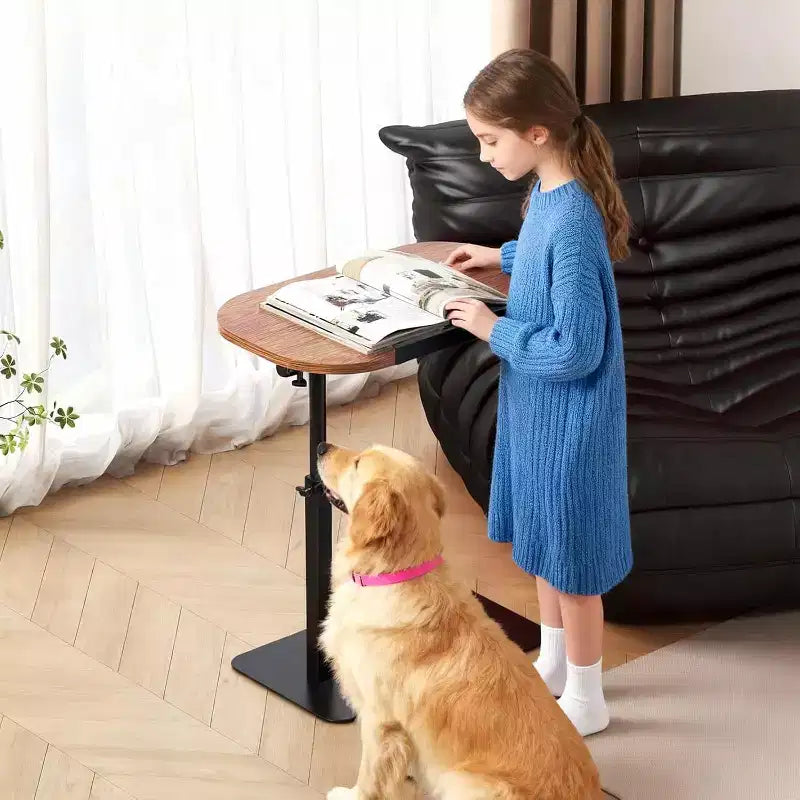 C-Shape Side Table  Height Adjustable 40-80cm Rotating Tabletop for Sofa/Bedside (45x30cm)