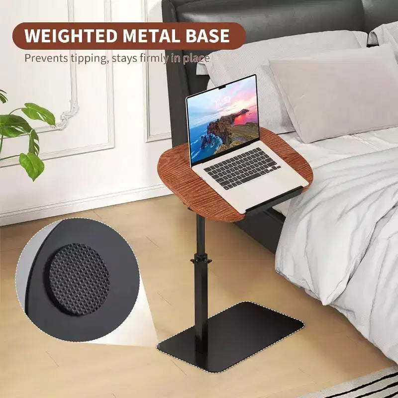 C-Shape Side Table  Height Adjustable 40-80cm Rotating Tabletop for Sofa/Bedside (45x30cm)