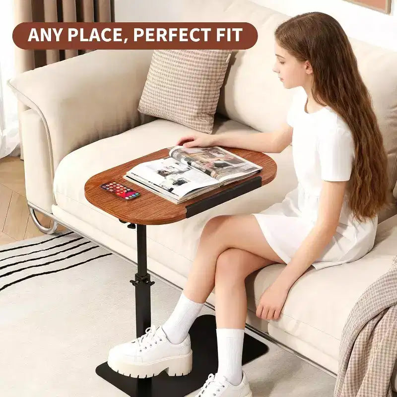 C-Shape Side Table  Height Adjustable 40-80cm Rotating Tabletop for Sofa/Bedside (45x30cm)