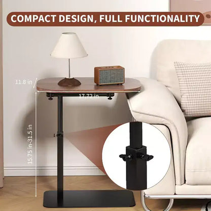 C-Shape Side Table  Height Adjustable 40-80cm Rotating Tabletop for Sofa/Bedside (45x30cm)