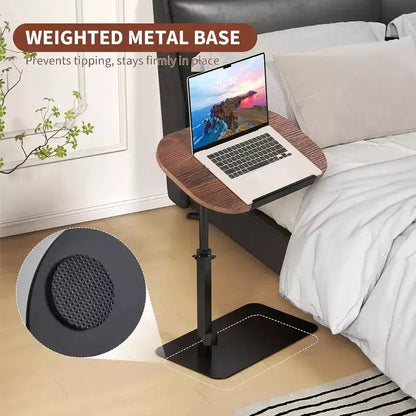 C-Shape Side Table  Height Adjustable 40-80cm Rotating Tabletop for Sofa/Bedside (45x30cm)
