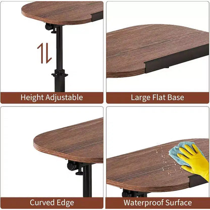 C-Shape Side Table  Height Adjustable 40-80cm Rotating Tabletop for Sofa/Bedside (45x30cm)