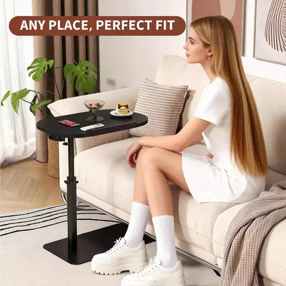 C-Shape Side Table  Height Adjustable 40-80cm Rotating Tabletop for Sofa/Bedside (45x30cm)
