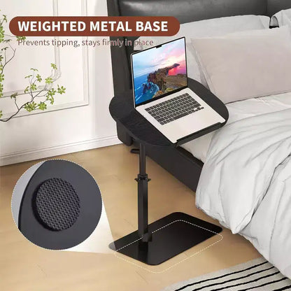 C-Shape Side Table  Height Adjustable 40-80cm Rotating Tabletop for Sofa/Bedside (45x30cm)