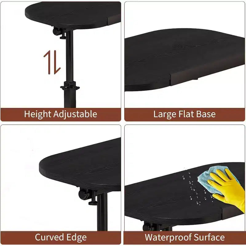 C-Shape Side Table  Height Adjustable 40-80cm Rotating Tabletop for Sofa/Bedside (45x30cm)