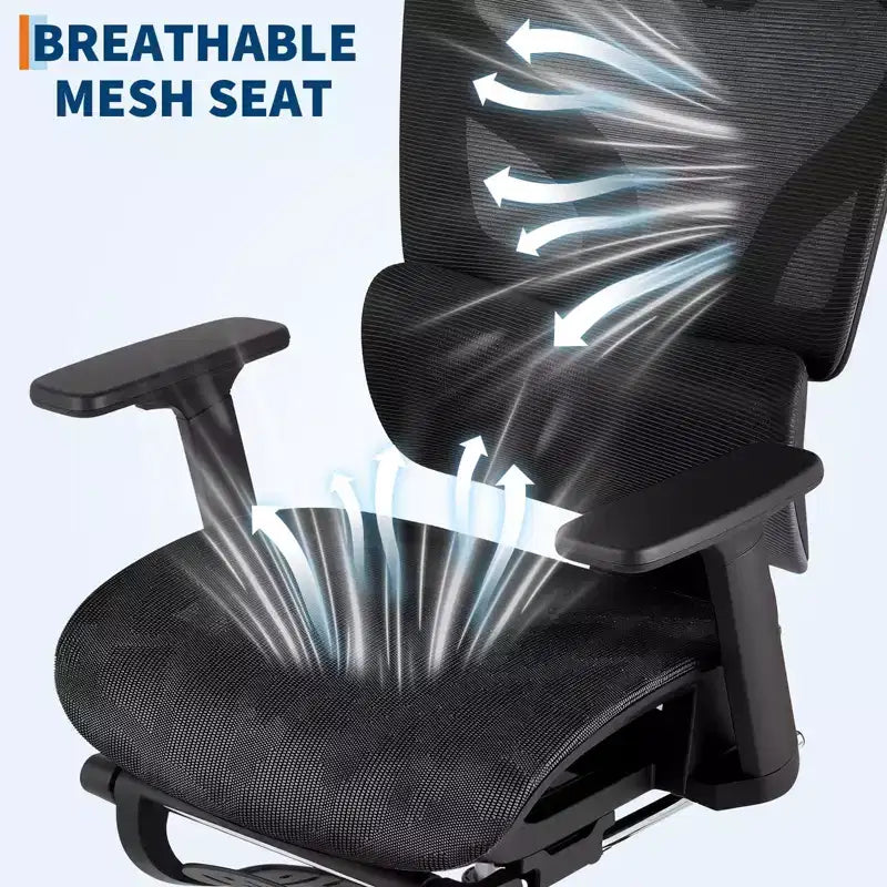 Ergonomic Office Chair, Comfortable Desk Chair with High Back Support and 3D Adjustable Armrests, Swivel Task Chair for Work, Study, Gaming