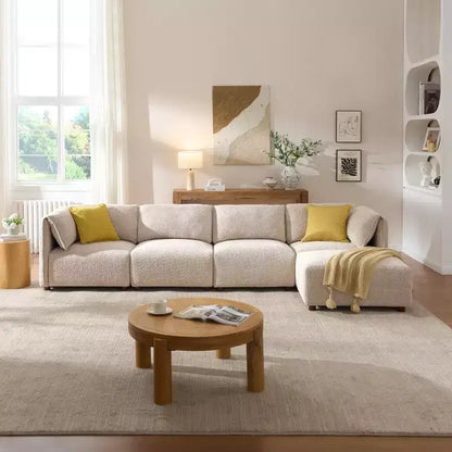 Christopher Knight Home Floria 126'' Modern Boucle Upholstered 5-Seater Sectional Sofa with Ottoman