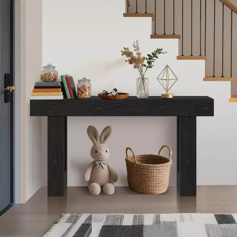 Consolle lunga 63 pollici per ingresso, Tavolo rettangolare in legno dietro al divano, Tavolo da ingresso stile farmhouse per atrio, corridoio, soggiorno
