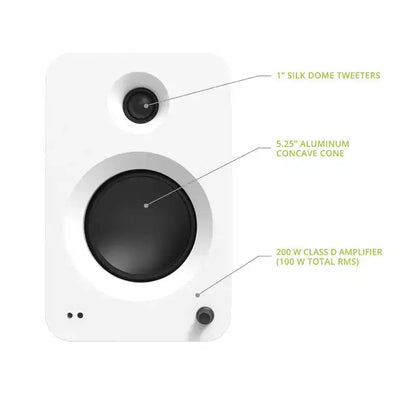 Kanto Ren Powered Speaker System - White, and Kanto ST28 Speaker Stands - Black