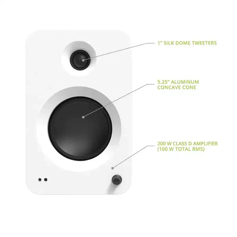 Sistema di altoparlanti amplificati Kanto Ren - Bianco, Supporti per altoparlanti Kanto ST34 - Nero e Subwoofer amplificato Kanto - Nero