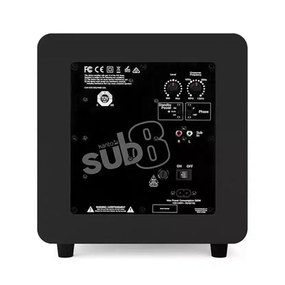 Sistema di altoparlanti amplificati Kanto Ren - Bianco, Supporti per altoparlanti Kanto ST34 - Nero e Subwoofer amplificato Kanto - Nero