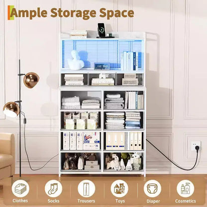 11-Drawer Industrial Dresser for Bedroom, Fabric Storage Organizer Chest of Drawers for Bedroom Living Room Hallway Entryway