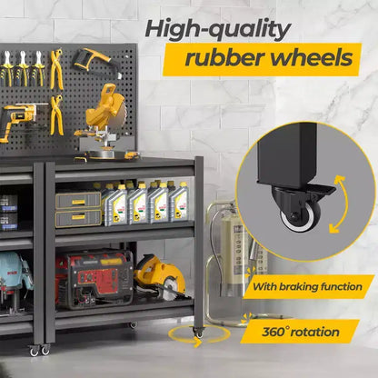 Clihome 47.2H Rolling Work Bench with Pegboard, 1000lbs Capacity