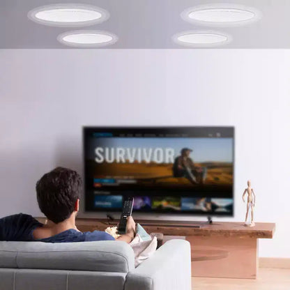 VEVOR 4 altoparlanti da soffitto da 8 pollici, 100 watt, sistema di altoparlanti da soffitto e a parete a incasso con impedenza di 8 e sensibilità di 89 dB, colore bianco
