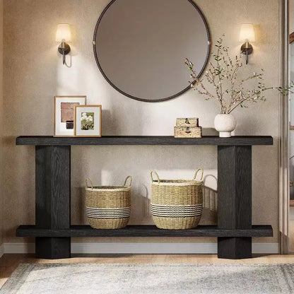 Lantine 71-Inch Long Console Table for Entryway, Wooden Sofa Table Behind Couch, Suitable for Living Room, Hallway, Foyer, Black