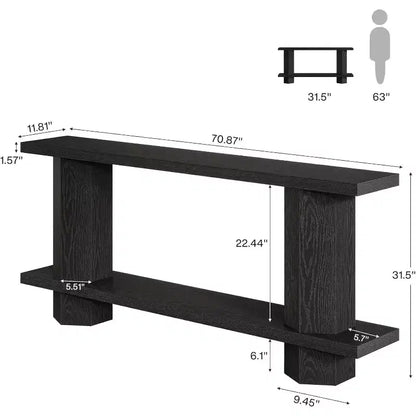 Lantine 71-Inch Long Console Table for Entryway, Wooden Sofa Table Behind Couch, Suitable for Living Room, Hallway, Foyer, Black