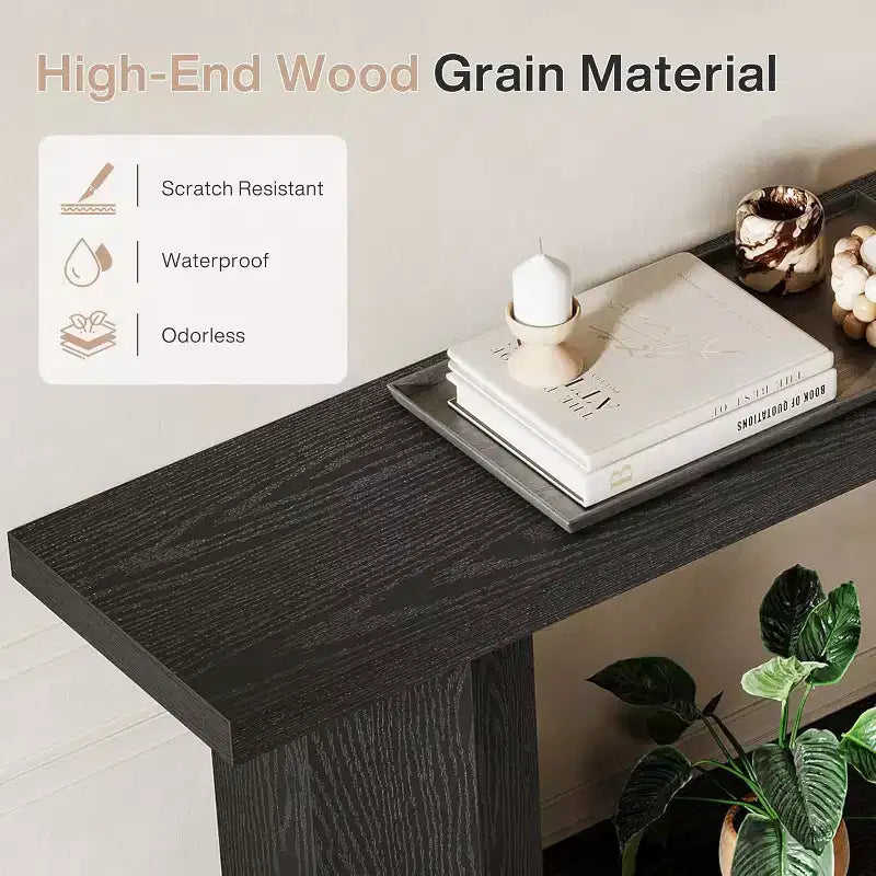 Lantine 71-Inch Long Console Table for Entryway, Wooden Sofa Table Behind Couch, Suitable for Living Room, Hallway, Foyer, Black