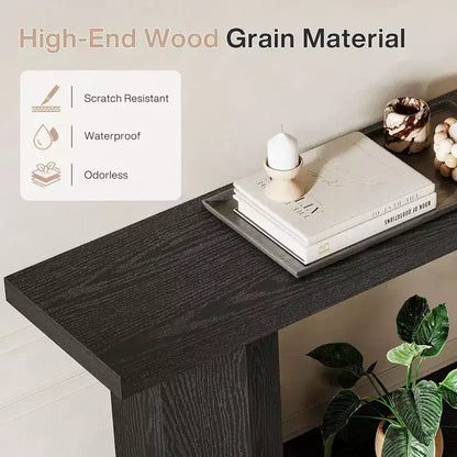 Lantine 71-Inch Long Console Table for Entryway, Wooden Sofa Table Behind Couch, Suitable for Living Room, Hallway, Foyer, Black