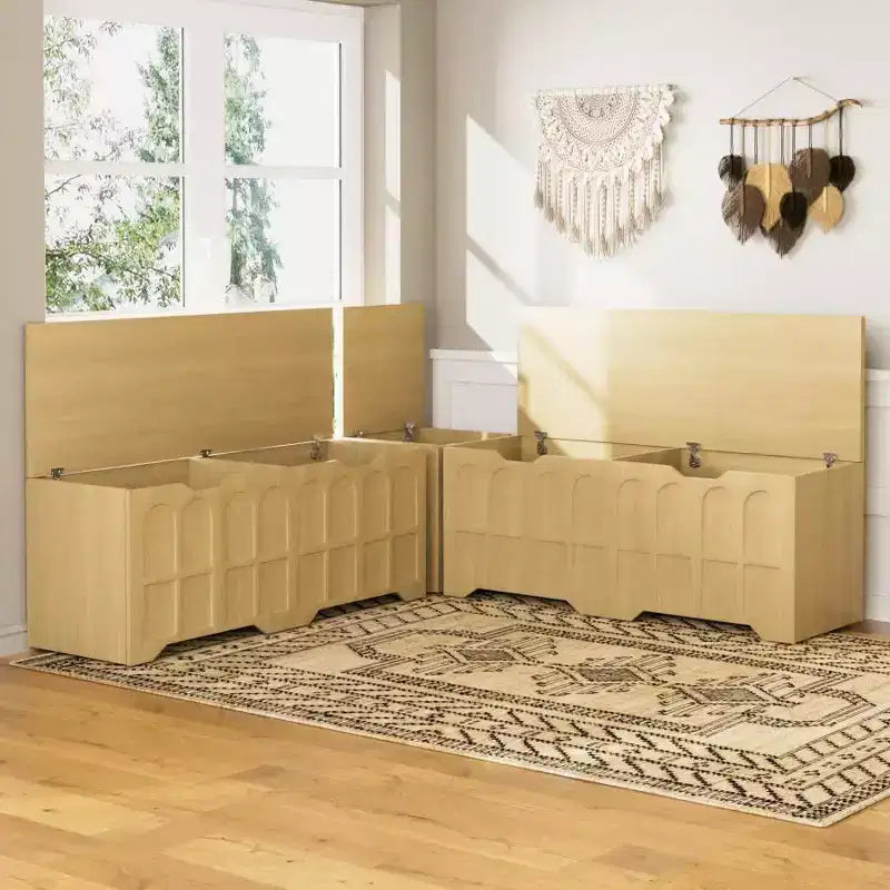 L Shaped Corner Bench with Storage, Kitchen Breakfast Nook Bench with Removable Cushion, Wooden Backless Bench for Dining Room, Entryway