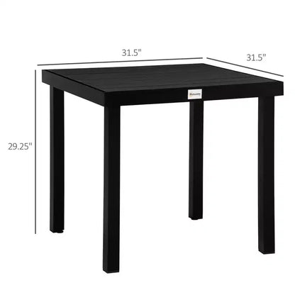 Patio Dining Table for 4, Rectangular Aluminum Outdoor Table for Garden Lawn Backyard, Black