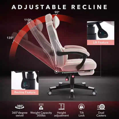 Coolmee Big and Tall Office Chair, High Back Leather Gaming Chair with Footrest, Ergonomic Computer Chair with/Lumbar Support & Headrest